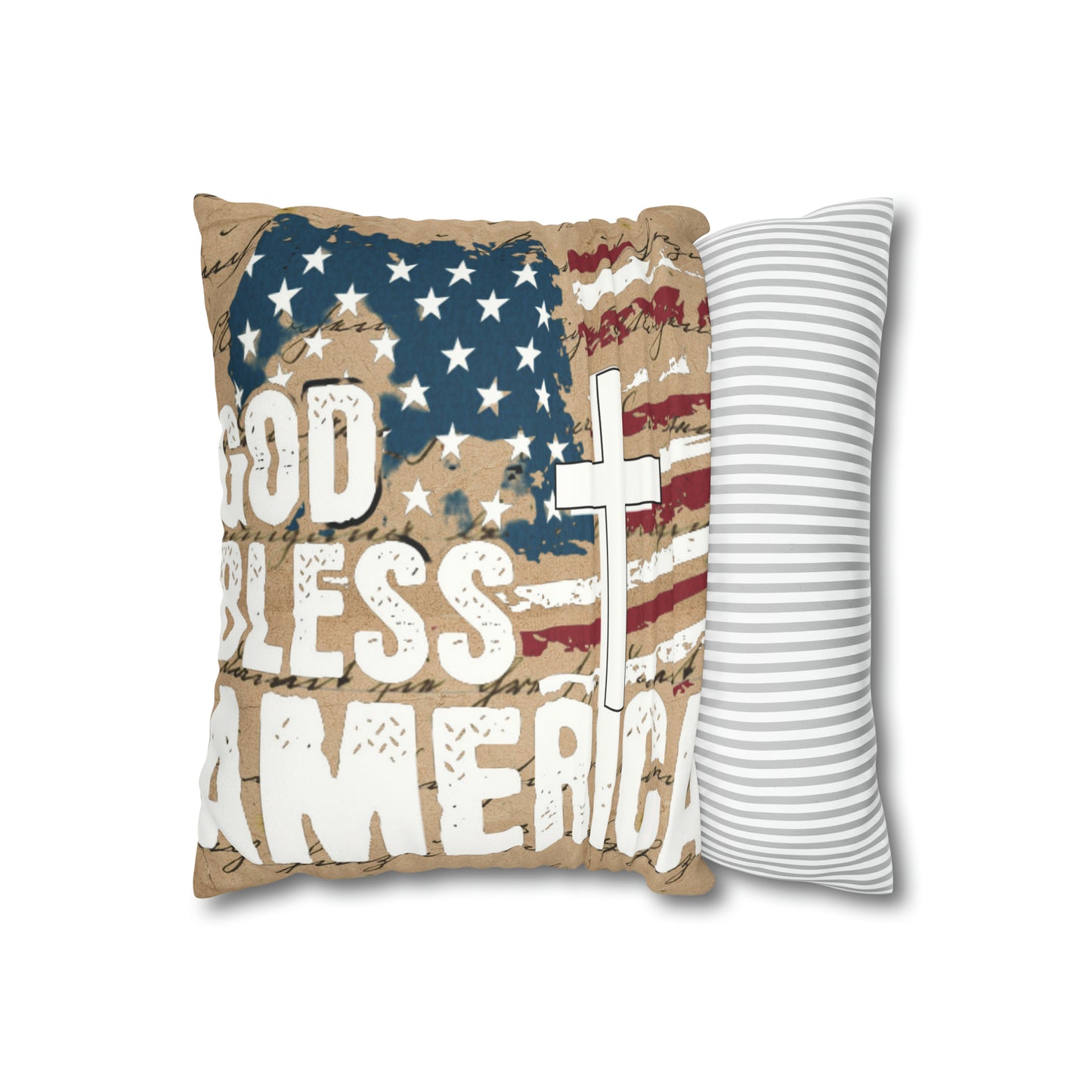 God Bless America Square Pillow Case