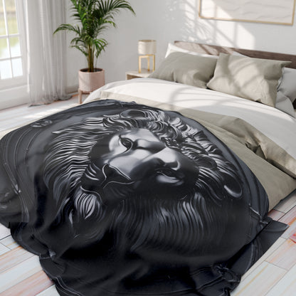 Black Lion Sculpture Design Fleece Throw Blanket