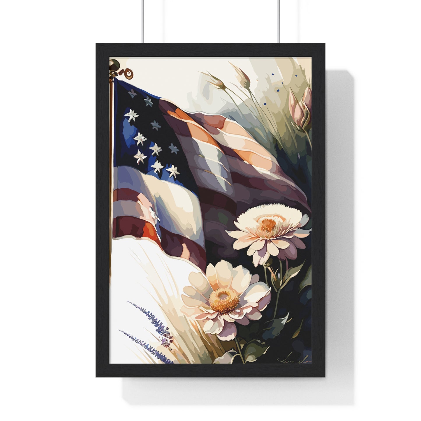 Premium Old Glory US Meadow Framed Vertical Poster