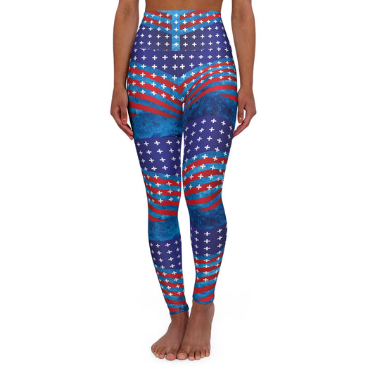 Red White Blue Waisted Leggings