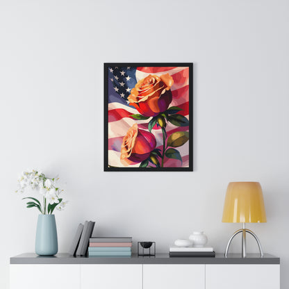 Premium USA Rose Framed Vertical Poster