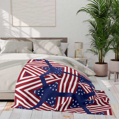 4th July Independence Day Print Fleece Throw Blanket