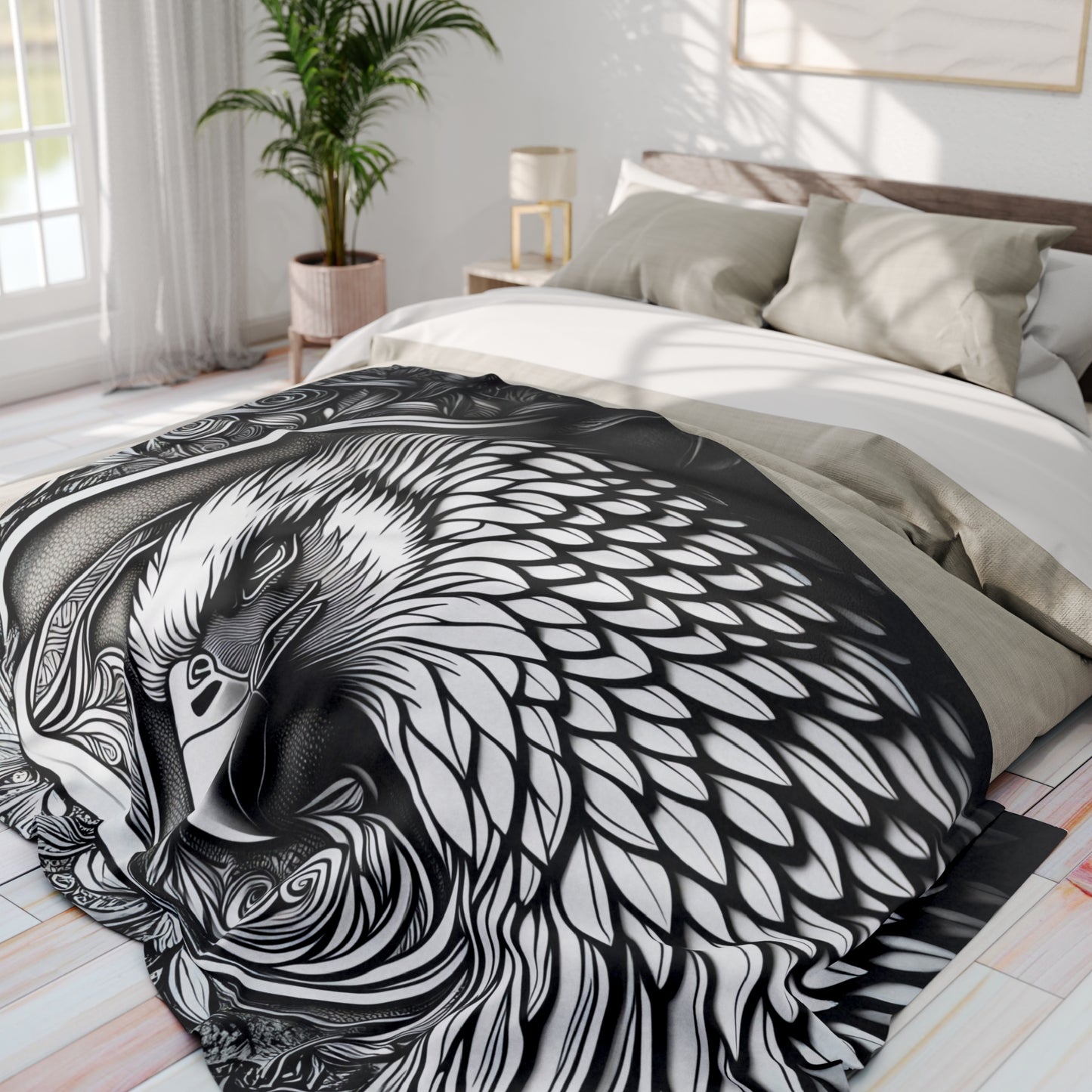 Premium Eagle Patriot Print Design Fleece Throw Blanket