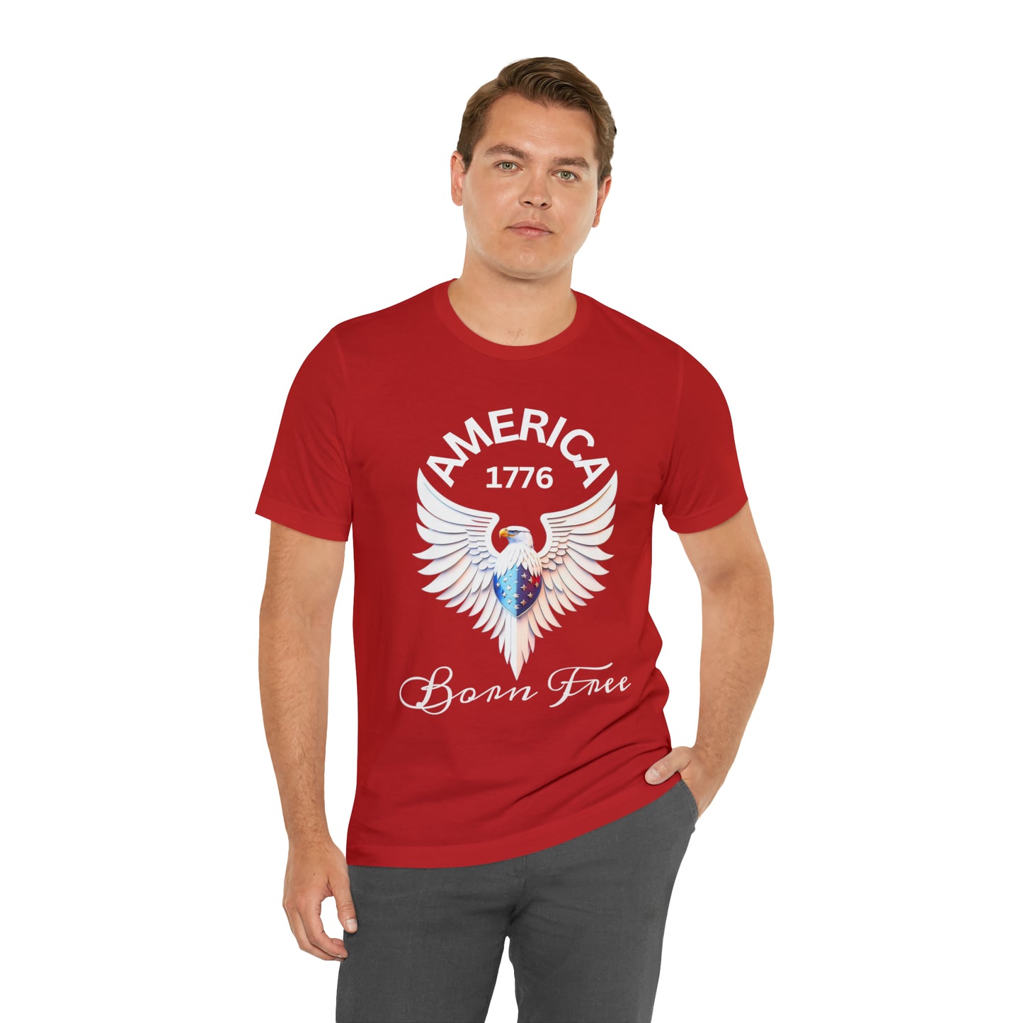 America 1776 - Born Free Short Sleeve Men's Jersey T-shirt