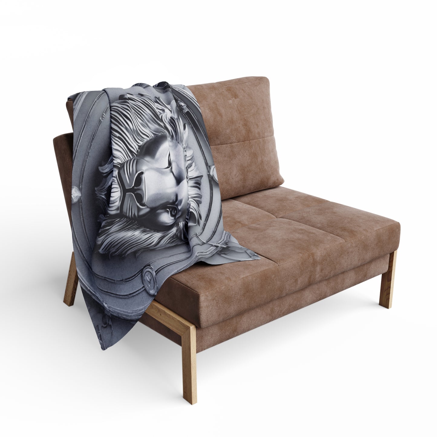 Grey Lion Sculpture Fleece Blanket Throw