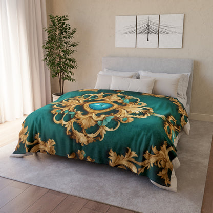 Luxurious Soft Brocade Print Throw Blanket