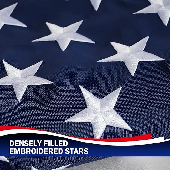 American Patriots Durable And High Quality 3x5, 4x6, 5x8, 6x10ft - 3D Stars- Sewn Stripes and Brass Grommets - USA Embroidered Flag