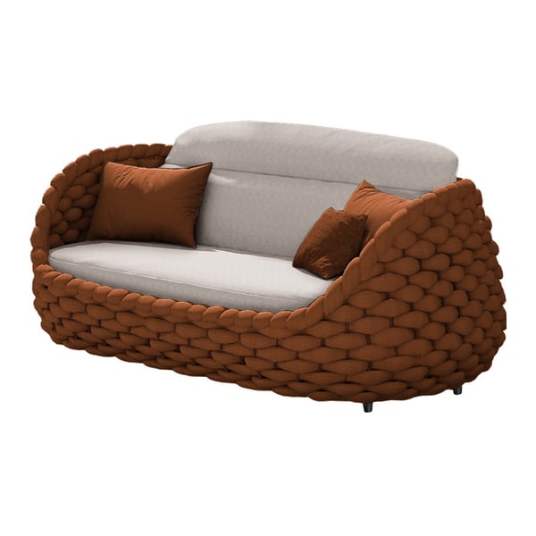 Outdoor And Indoor Woven Rope Garden Patio Furniture Sofa Set And Coffee Table - 4-Pieces