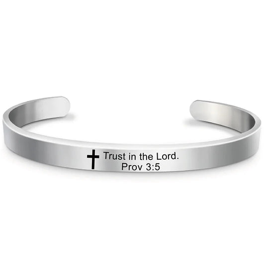 Engraved Christian Jewelry Bible Psalms Verses Stainless Steel Mustard Seed Bracelets