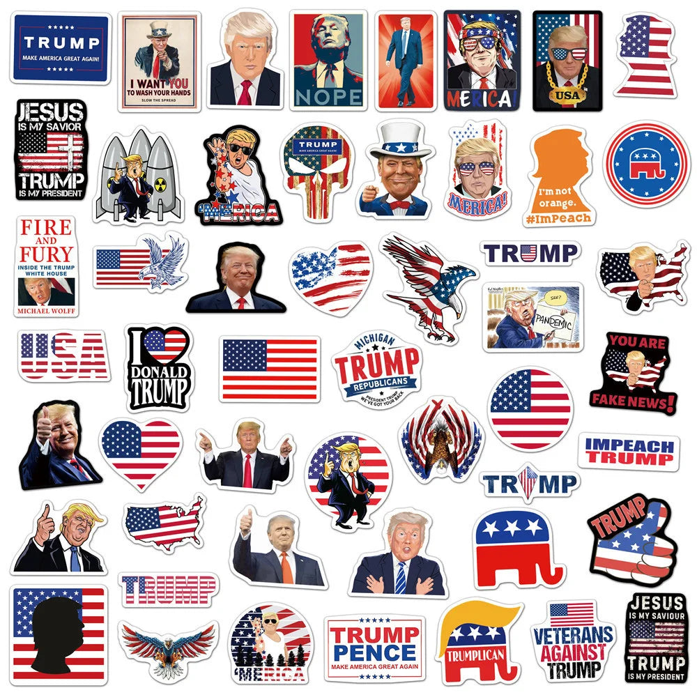 Trump 2024 Waterproof Decal Stickers: 10, 50, 100 Pack