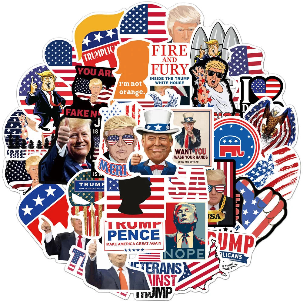 Trump 2024 Waterproof Decal Stickers: 10, 50, 100 Pack