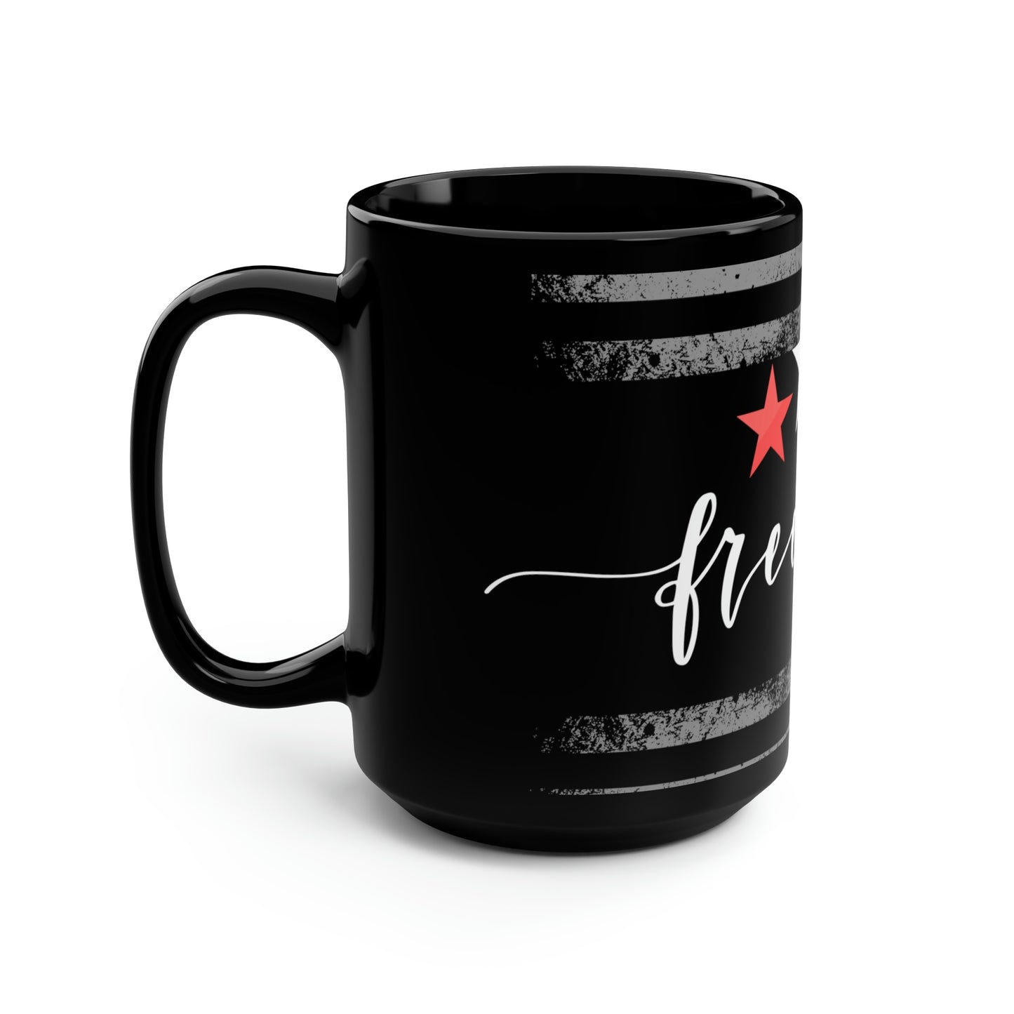 Freedom Star Black Ceramic Mug