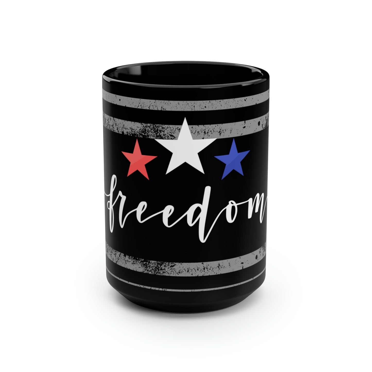 Freedom Star Black Ceramic Mug